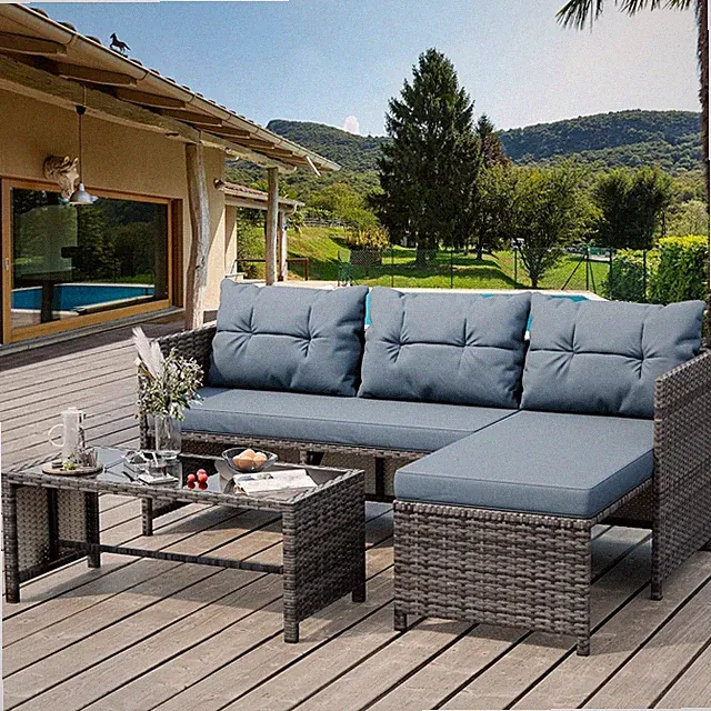 3 Pieces Outdoor Patio Furniture Sets, Wicker Patio Conversation Sets, All Weath