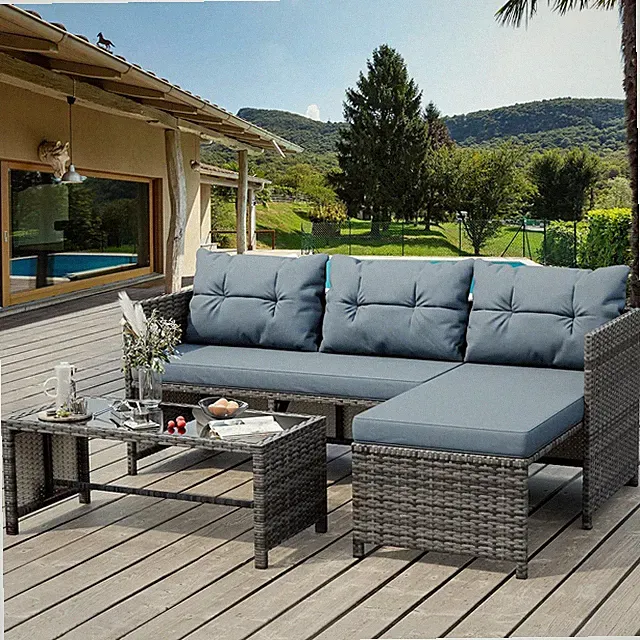3 Pieces Outdoor Patio Furniture Sets, Wicker Patio Conversation Sets, All Weath