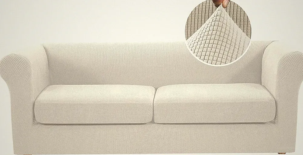 3 Pieces Stretch Chesterfield Couch Cover 2 Cushion Sofa Mid Century Deep Seat S