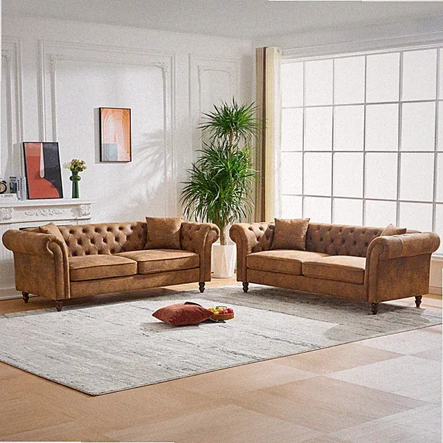 3 Seat+3 S Sofa Set Chesterfield ‌tech Fabric Sofa,High-tech Fabric Roll Armre