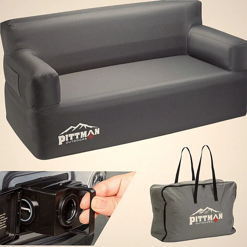 3-Seat Inflatable Couch with Built-In Pump, 880 lbs Capacity, 67"L x 33"W, Grey