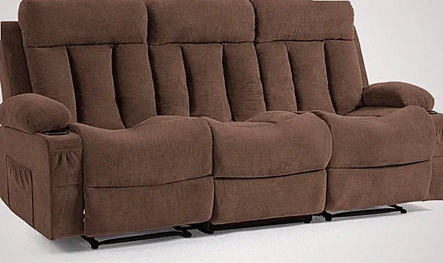 3 Seat Manual RV Recliner Sofa Couch Furniture Sets with Cup Holders for Living