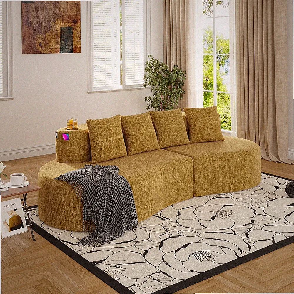 3 Seat Minimalist Elegant Half Moon Sofa Compressed Modular Sectional Sofa