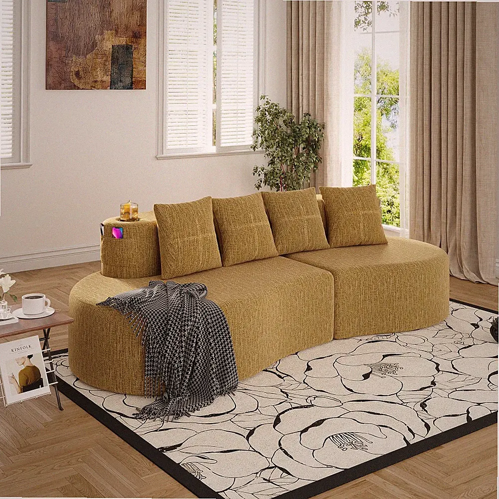 3 Seat Minimalist Elegant Half Moon Sofa Compressed Modular Sectional Sofa