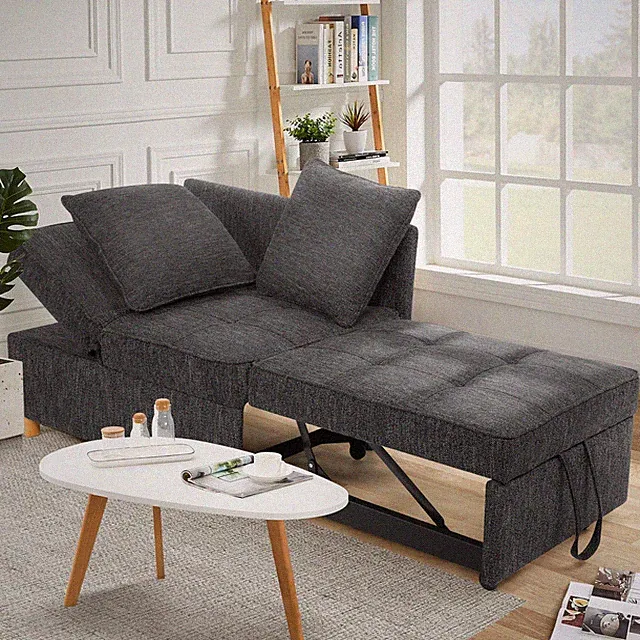 3-Seat Sofa Bed Chair 4-in-1 Convertible Chair Bed Loveseat with 2 Throw Pillow