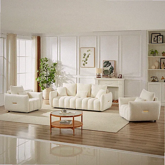 3 Seater + 1 Seater +1 Seater, Combo Sofa Modern Living Room Sofa, Teddy Sofa, W