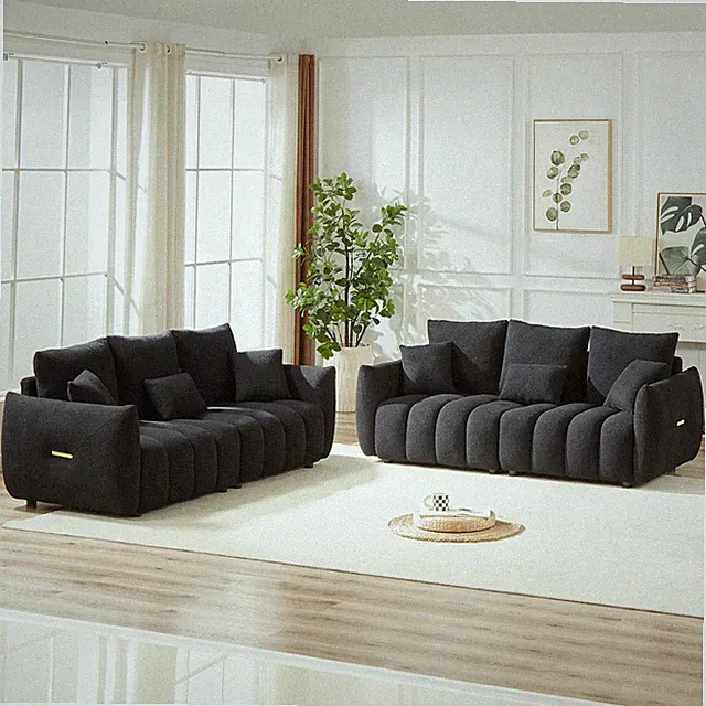 3 Seater + 3 Seater Combo Sofa Modern Living Room Sofa, Teddy Sofa, Wooden Fram