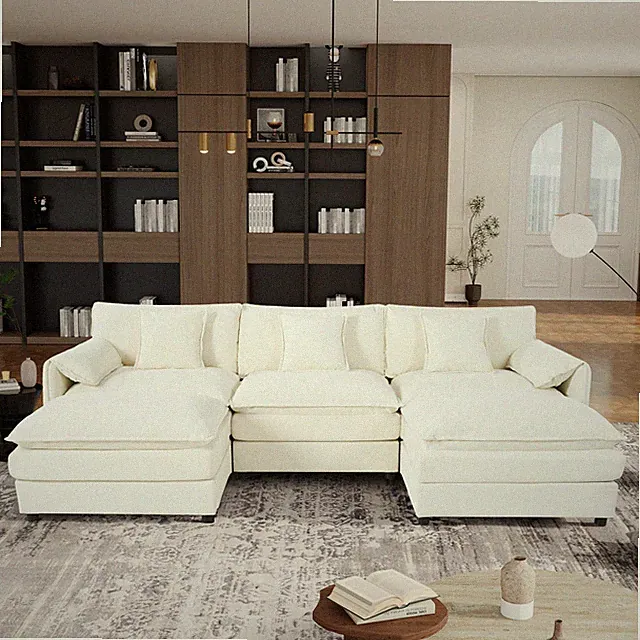 3-Seater Comfy Cloud Couch Modular Sectional Sofa,Oversized Deep Seat Sofa Beige
