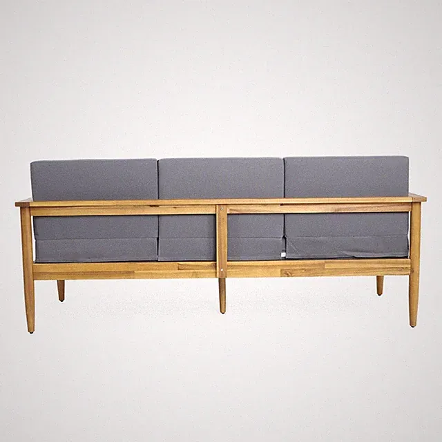3-Seater Couch Featuring Exotic Acacia Wood, Water-Resistant Cushions, and