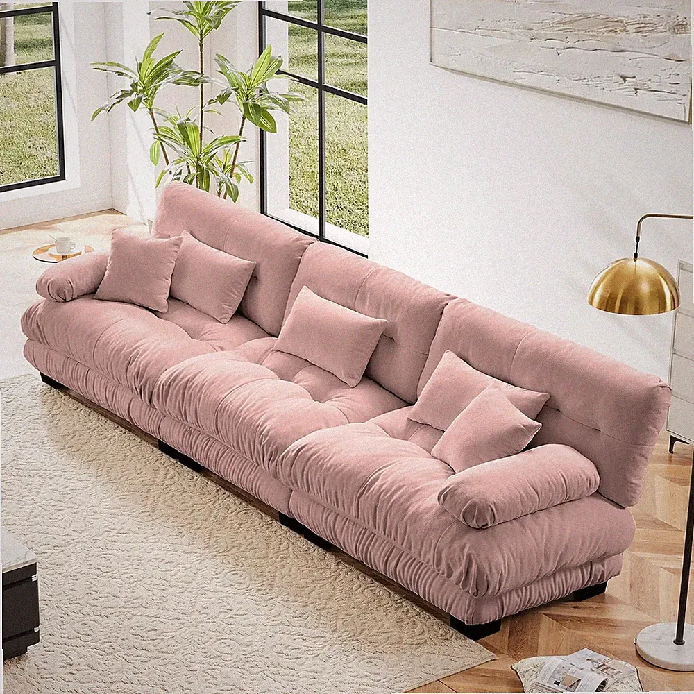 3-Seater Modular Sectional Sofa, Deep Seat Cloud Couch with Plush Chenille Fabri