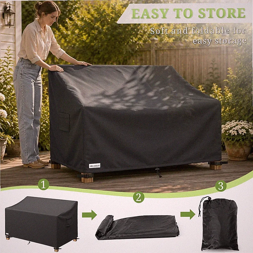3-Seater Patio Sofa Cover 72"x32"x35" Outdoor Couch Waterproof Windproof 900D