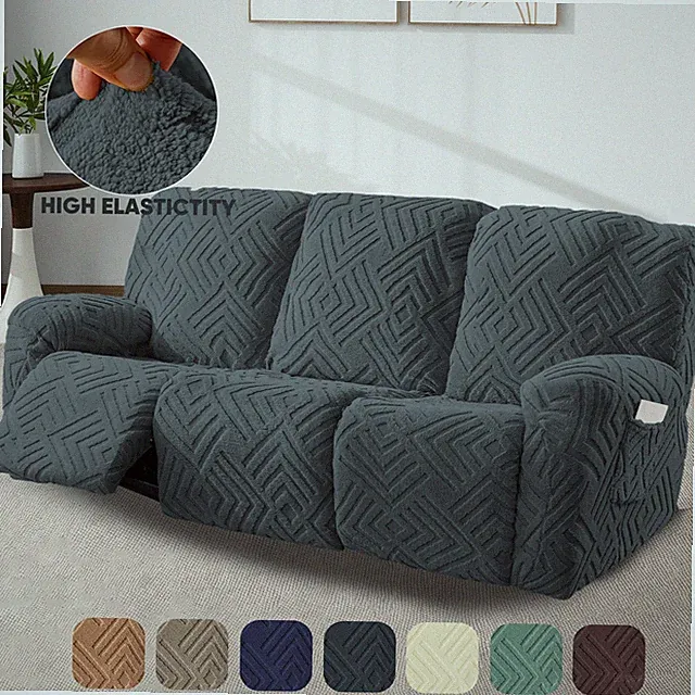 3 Seater Recliner Chair Cover Stretch Slipcover Anti-Slip Sofa Cover Home Decor