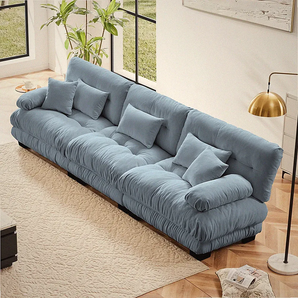 3-Seater Sectional Sofa Modular Deep Seat Sofa Couch , Chenille Sofa Soft Comf