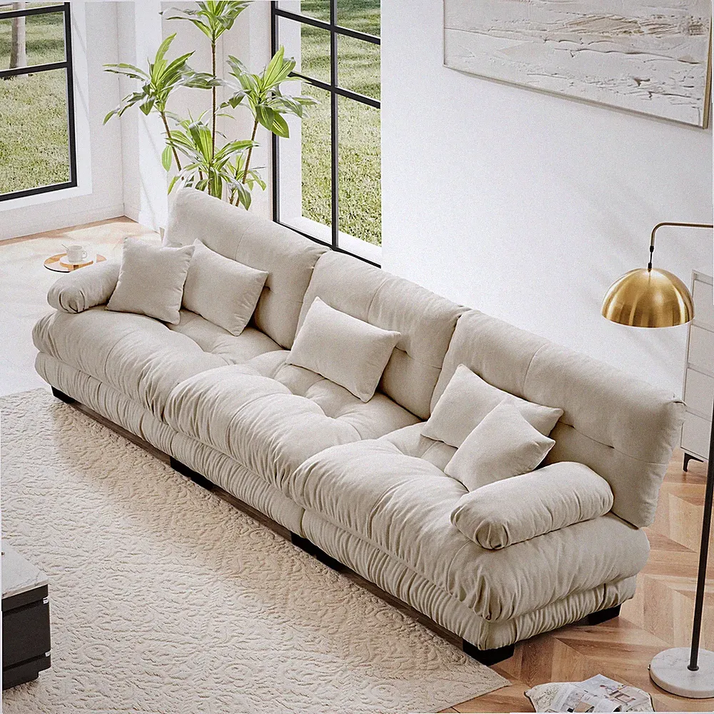 3-Seater Sectional Sofa Modular Deep Seat Sofa Couch ,Chenille Sofa Soft Comf