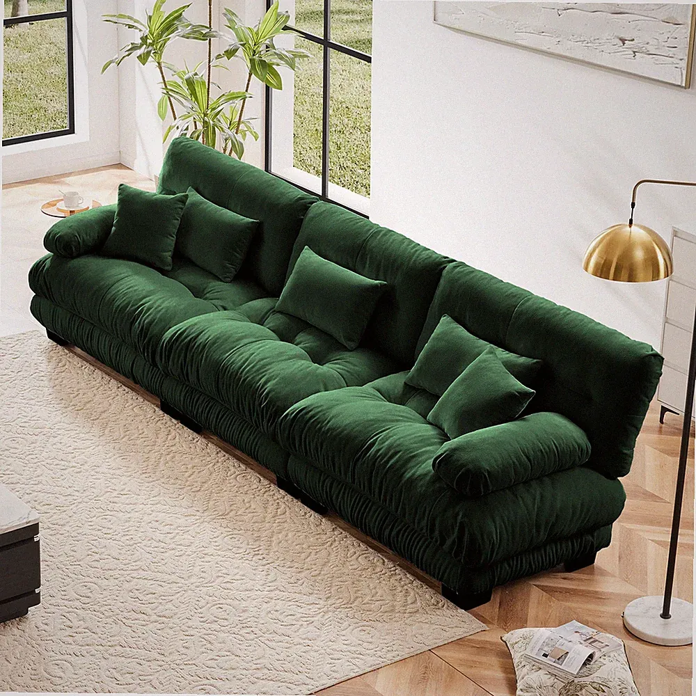 3-Seater Sectional Sofa Modular Deep Seat Sofa Couch ,Chenille Sofa Soft Comfy
