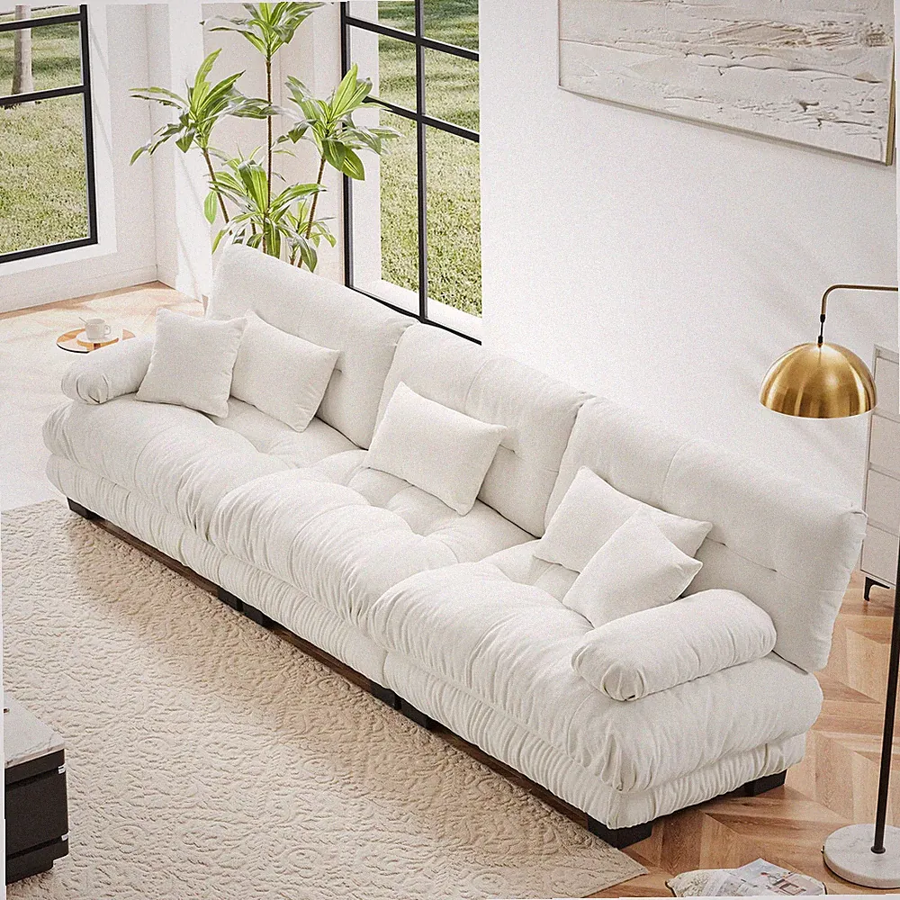 3-Seater Sectional Sofa Modular Deep Seat Sofa Couch ,Chenille Sofa Soft Comfy U