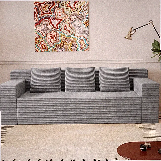 3 Seater Sofa Boneless Couch,Corduroy Deep Seats Floor Sofa-No Assembly Required