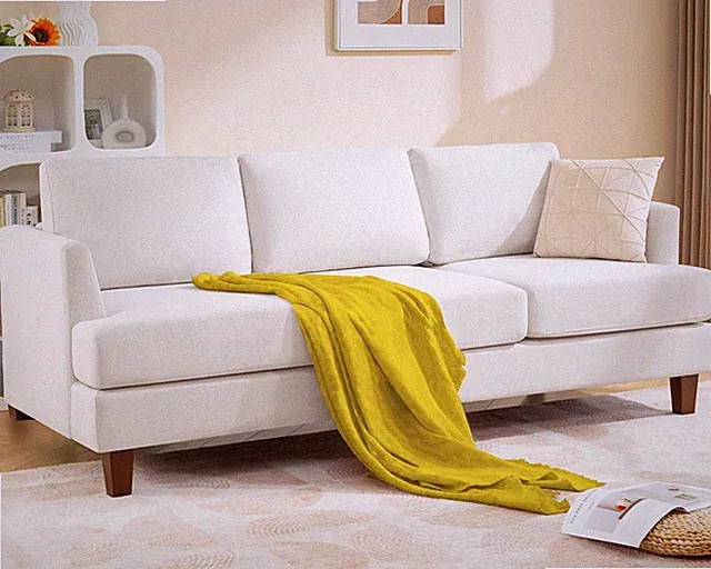 3 Seater Sofa Couch with Deep Seats, 89" Mid Century Modern Upholstered Sofa wit