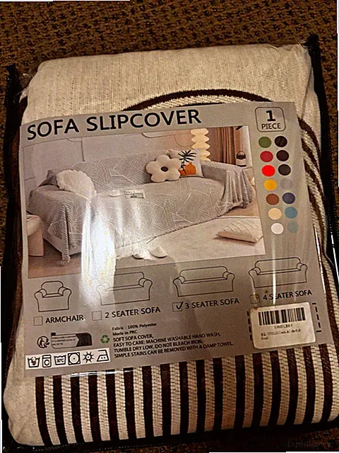 3-Seater Sofa Slipcover 100% Polyester White/Brown Geometric Pattern