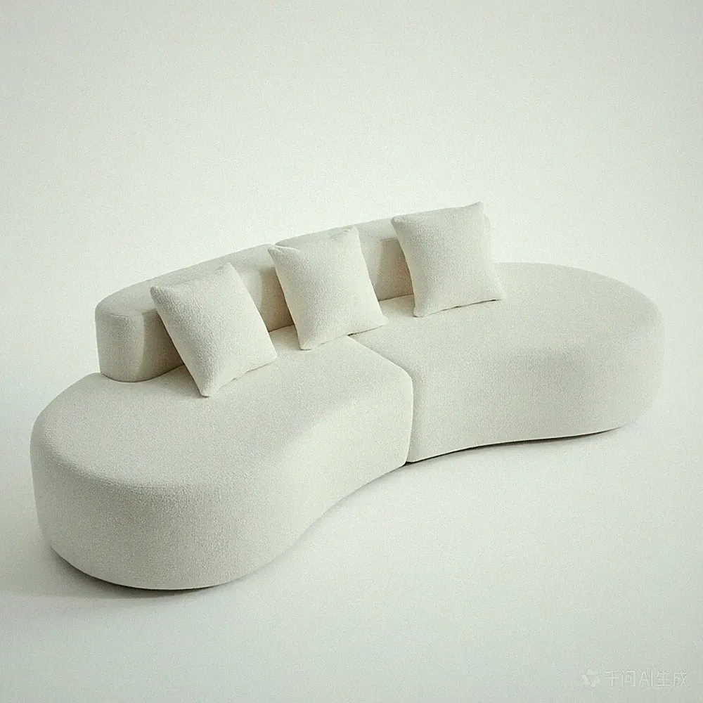 3-Seater Velvet Cloud Modular Couch Oversized Curved Sectional Sofa With Pillows