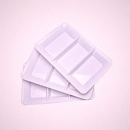 3 Sectional Plastic Serving Tray 14.2" x 9", 3 Pack White Serving Platters