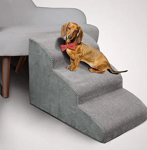 3 Step Dog Stairs Foam Pet Ramp Non Slip Steps For Bed Sofa Small Dogs Cats