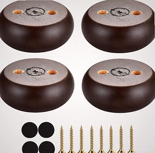 30MM Furniture Legs 1 Inch Set of 4,Round Short Wood Bun Feet for Couch Sofa...