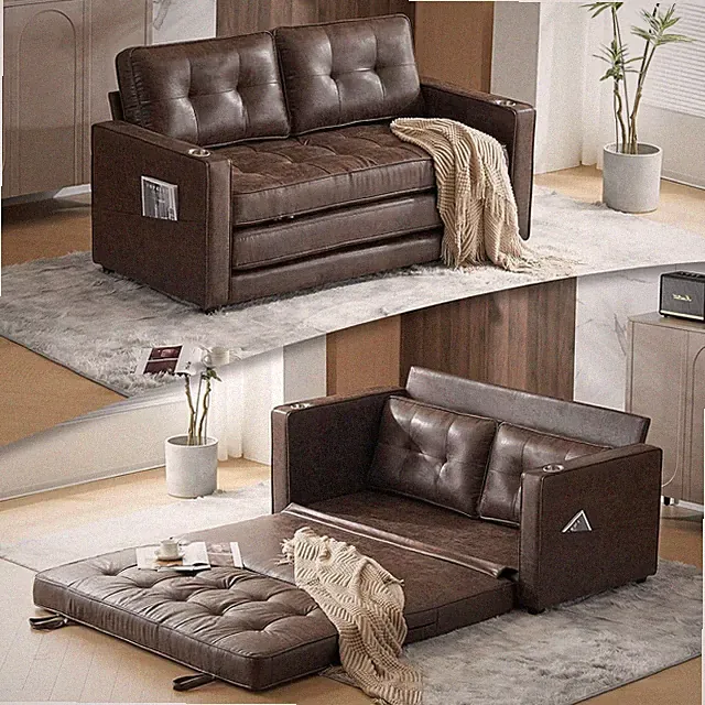31.1"D x 64.2"W x 33.9"H Full Size Futon Sofa Bed Microfiber Loveseat Sofa