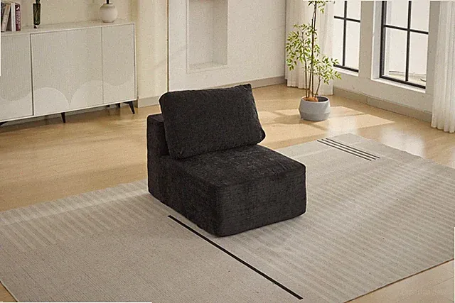 31.8" Black Boneless Sectional 1 Seater Sofa