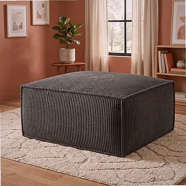 31" Grey Corduroy Ottoman for Modular Sofa, Footrest for Living Room & Bedroom