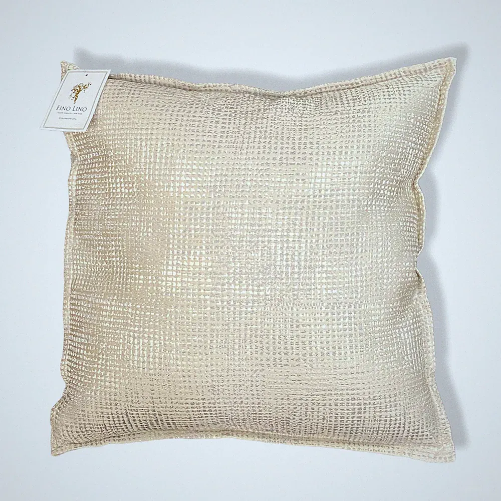 $315 Fino Lino Linen & Lace Beige Hammered Throw Bed Couch Sofa Chair Pillow