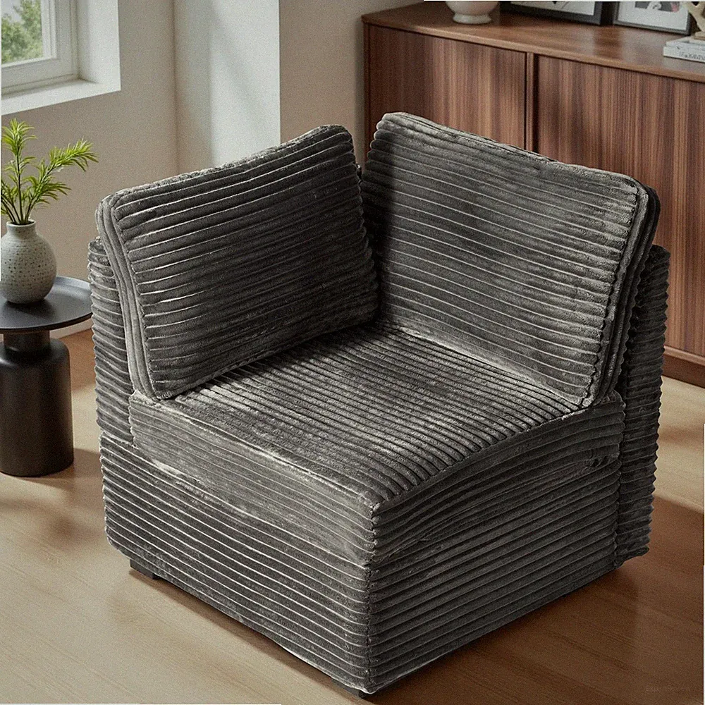 32.7 inches Armrest Module Modular Sectional Sofa DIY L U V Shape Corduroy Grey