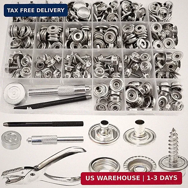 324Pcs Canvas Snap Kit Stainless Steel Screw Snaps with Setting Tool Marine Grad