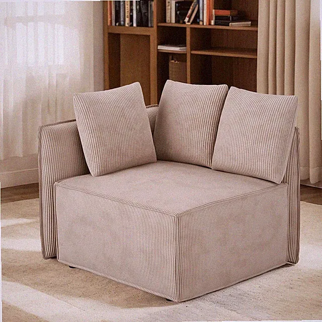 33.1 inch Corner Seat Module Modular Sectional Sofa Corduroy Camel Cushions