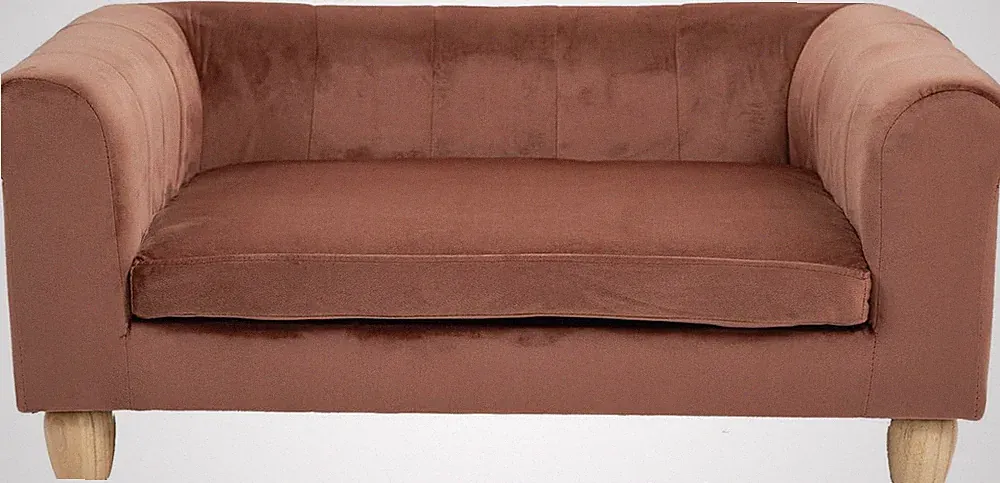 33” Faux Suede Ped Bed in Brown, Durable Washable Sofa Couch for Small & Medium