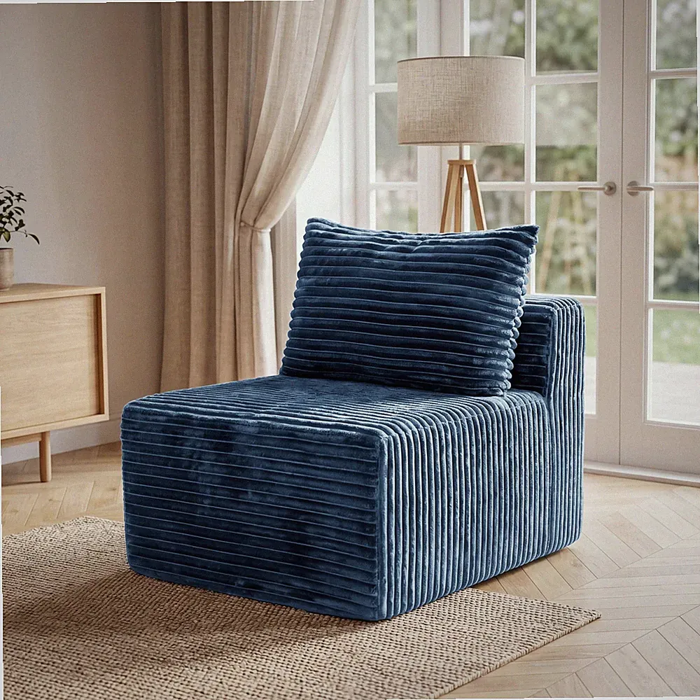 34.6Modular Sectional Armless Middle Sofa Seat Boneless Corduroy Cloud Chair