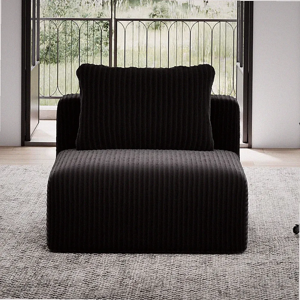 35.4” Armless Modular Sofa Seat, Individually Wrapped Coil Support & Corduroy Fa