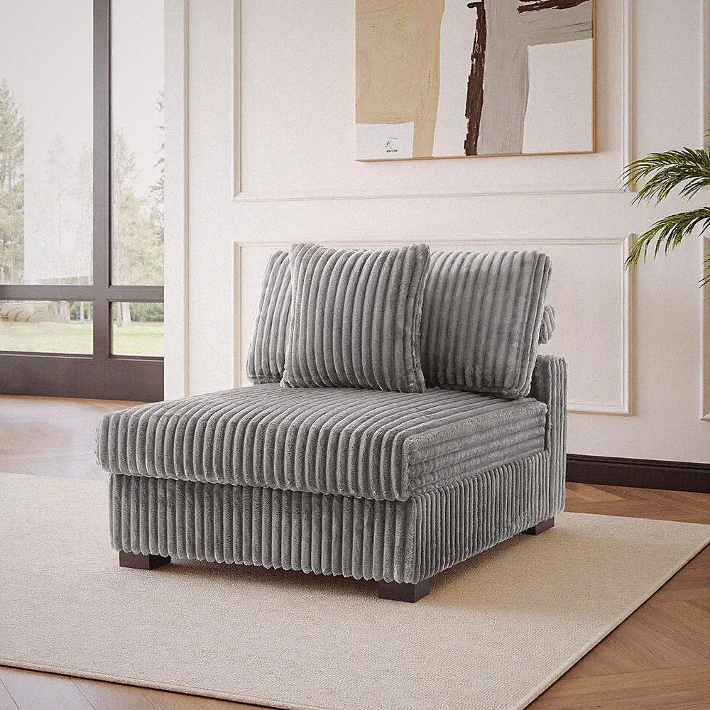 35.9 In. Armless Faux Rabbit Fur Polyester Rectangle Sectional Center 1-Seat Sof
