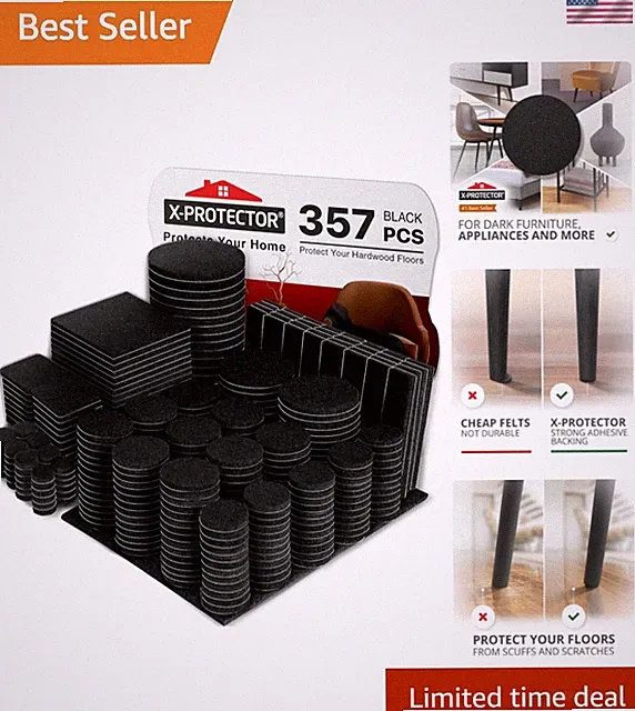 357 Pcs Heavy Duty Anti-Scratch Black Felt Furniture Pads - Floor Protectors