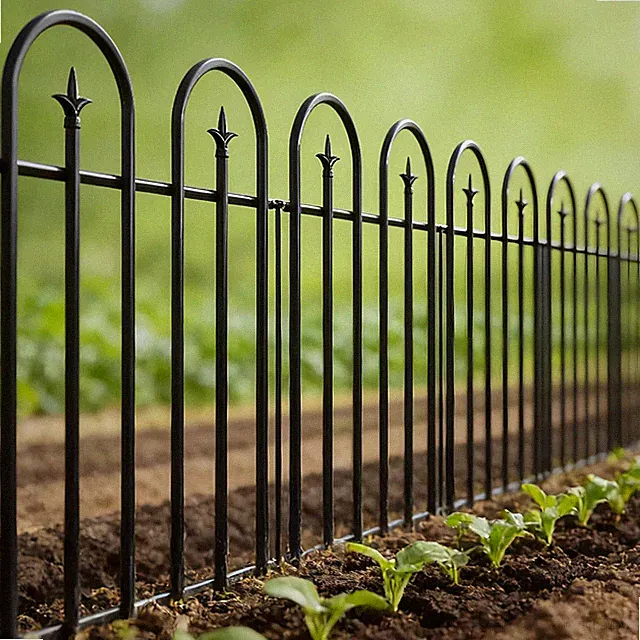 36" H x 28" W No Dig Black Metal Garden Fence - 5 Panels, Rustproof, Easy Setup