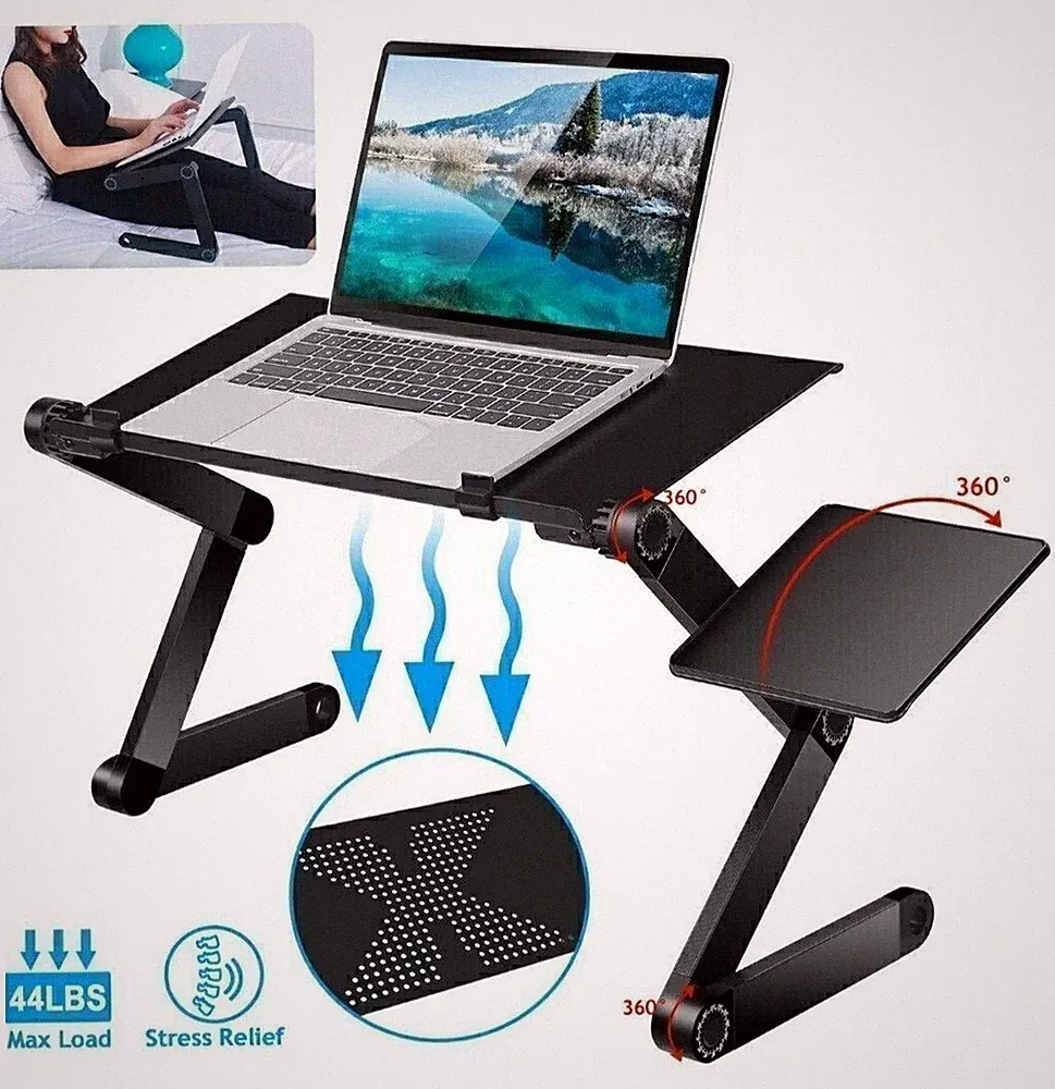360° Adjustable Laptop Table Stand Lap Sofa Bed Tray Computer Notebook Desk US