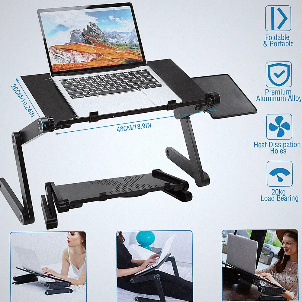 360° Adjustable Laptop Table Stand Lap Sofa Bed Tray Foldable PC Notebook Desk