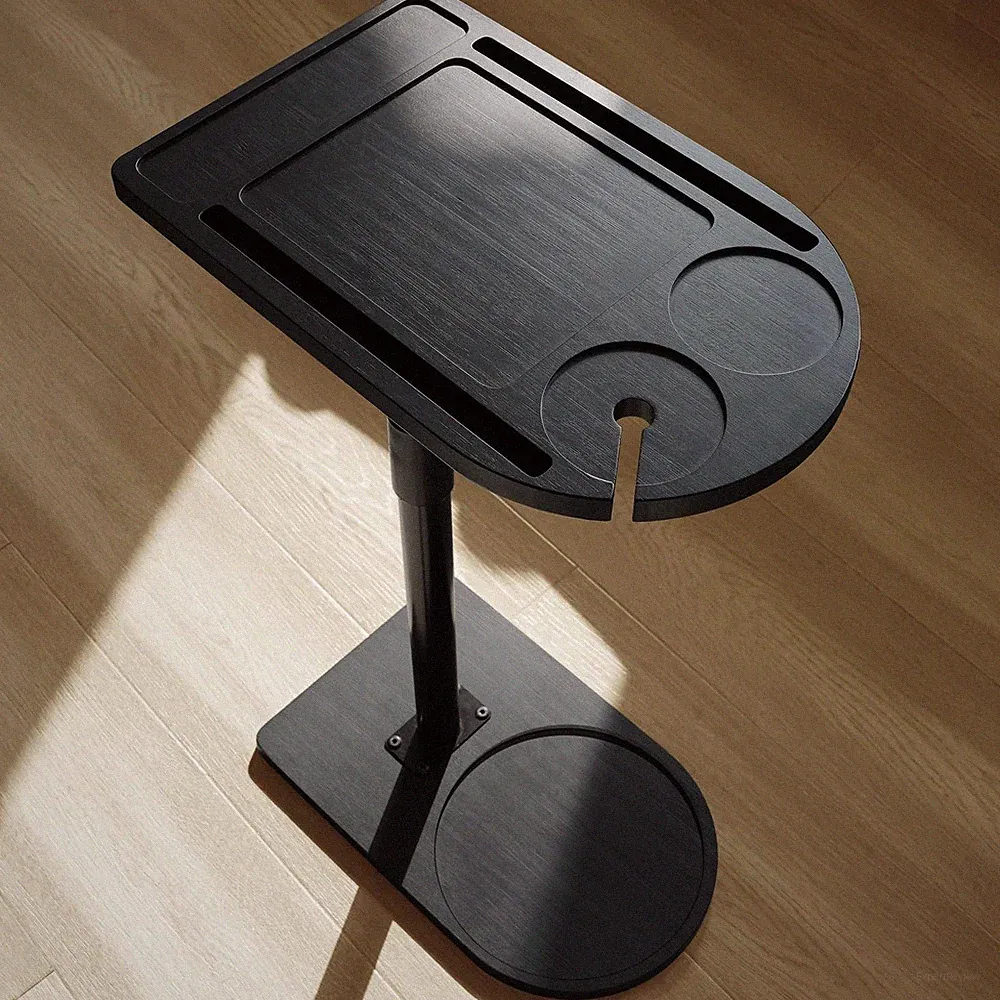 360° Rotatable Sofa Tray Table for Couch Arm - Height Adjustable End Table for B