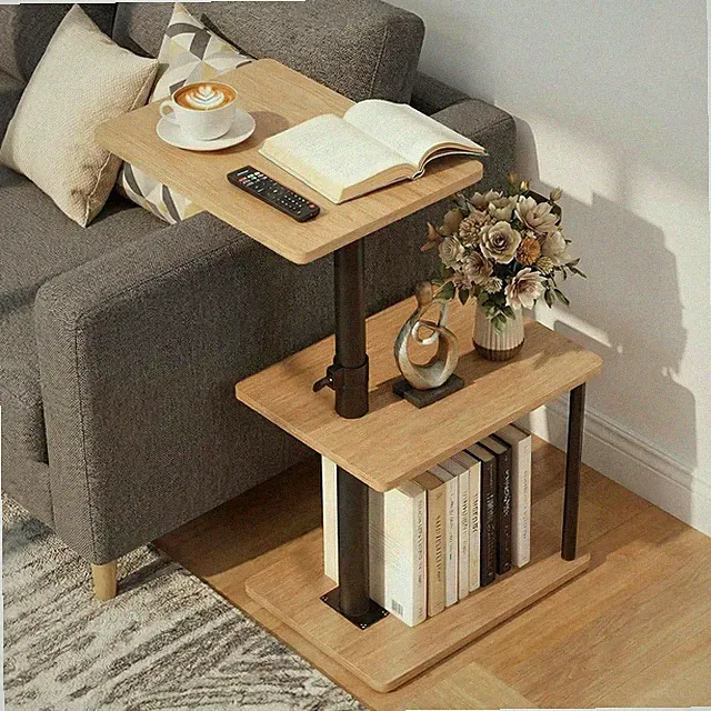 360° Swivel Side Table for Height Adjustable, C Shaped End Table for Couch