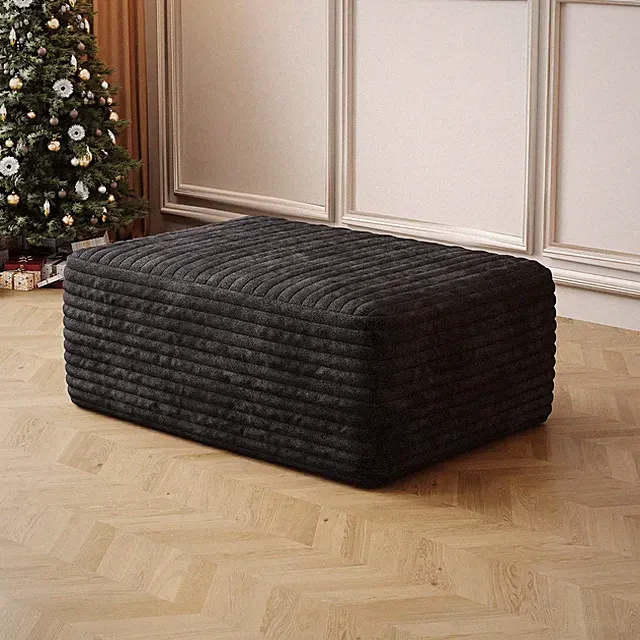 37.4" Plush Corduroy Ottoman, Upholstered Cloud Ottoman for Boneless Couch in a