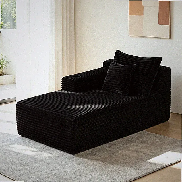 37.5 inch Left Chaise Longue w/Plush Black Cup Holder Flexible Matching Mainly F