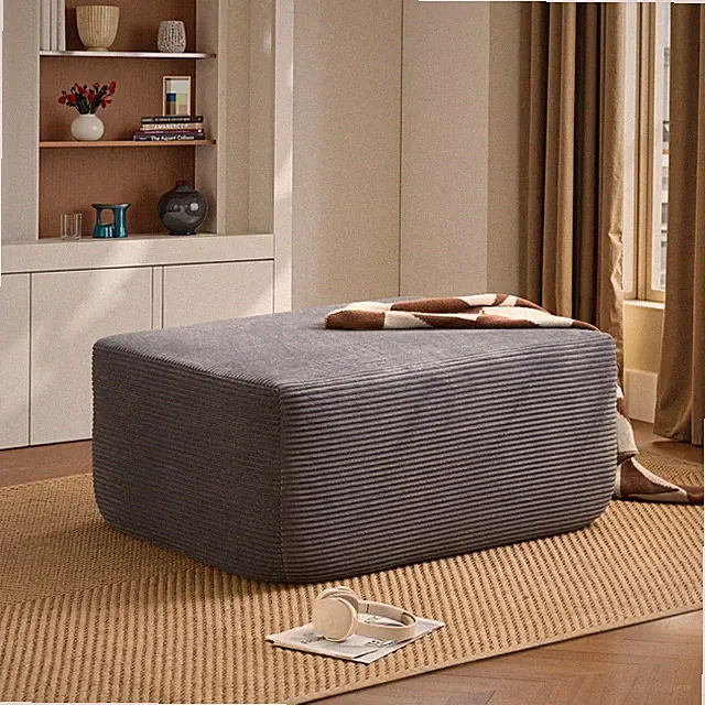 37" Cloud Corduroy Ottoman Boneless Couch Sectional Memory Foam No Assembly Grey