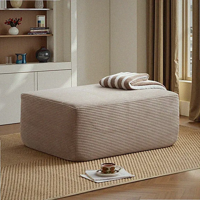 37 Corduroy Cloud Ottoman Modular Sectional Couch Compressed Memory Foam Beige