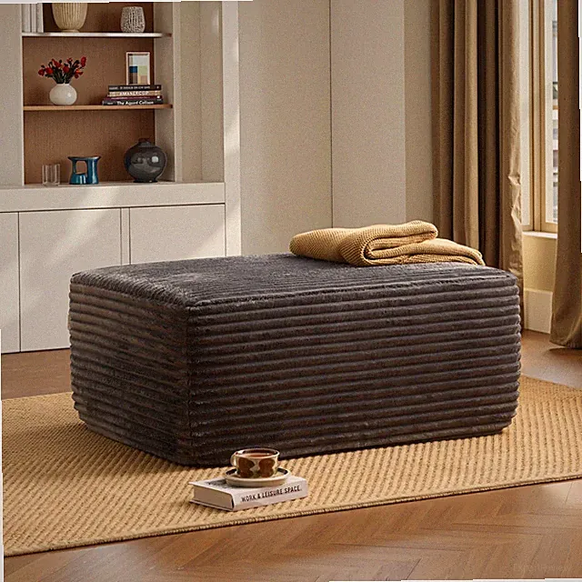 37 Plush Corduroy Cloud Ottoman Modular Sectional Memory Foam No Assembly Grey