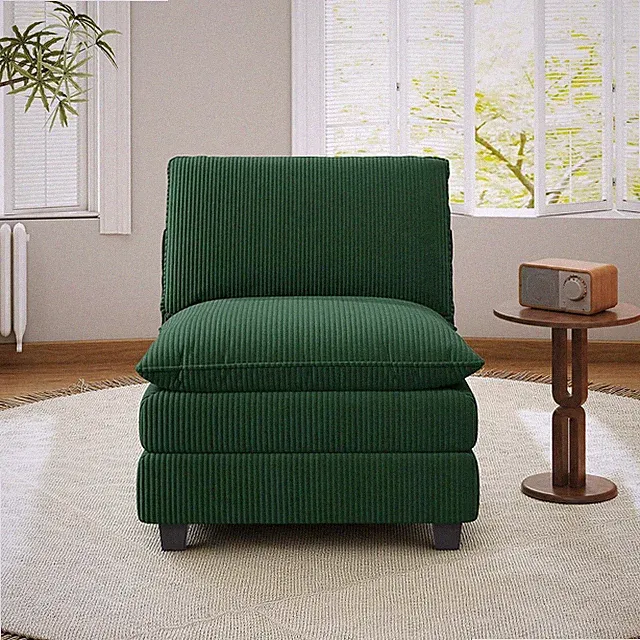 37" Single Sofa Seat,Comfy Cloud Couch Sectional Sofa, Corduroy Sleeper Deep Sea